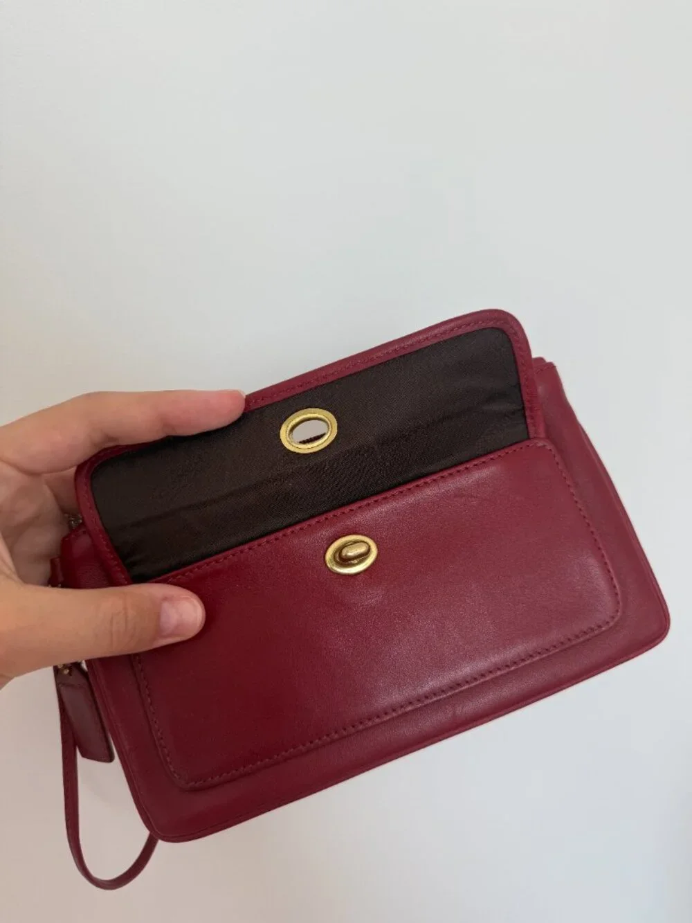 Vintage Coach Red Turnlock Legacy Wristlet Wallet